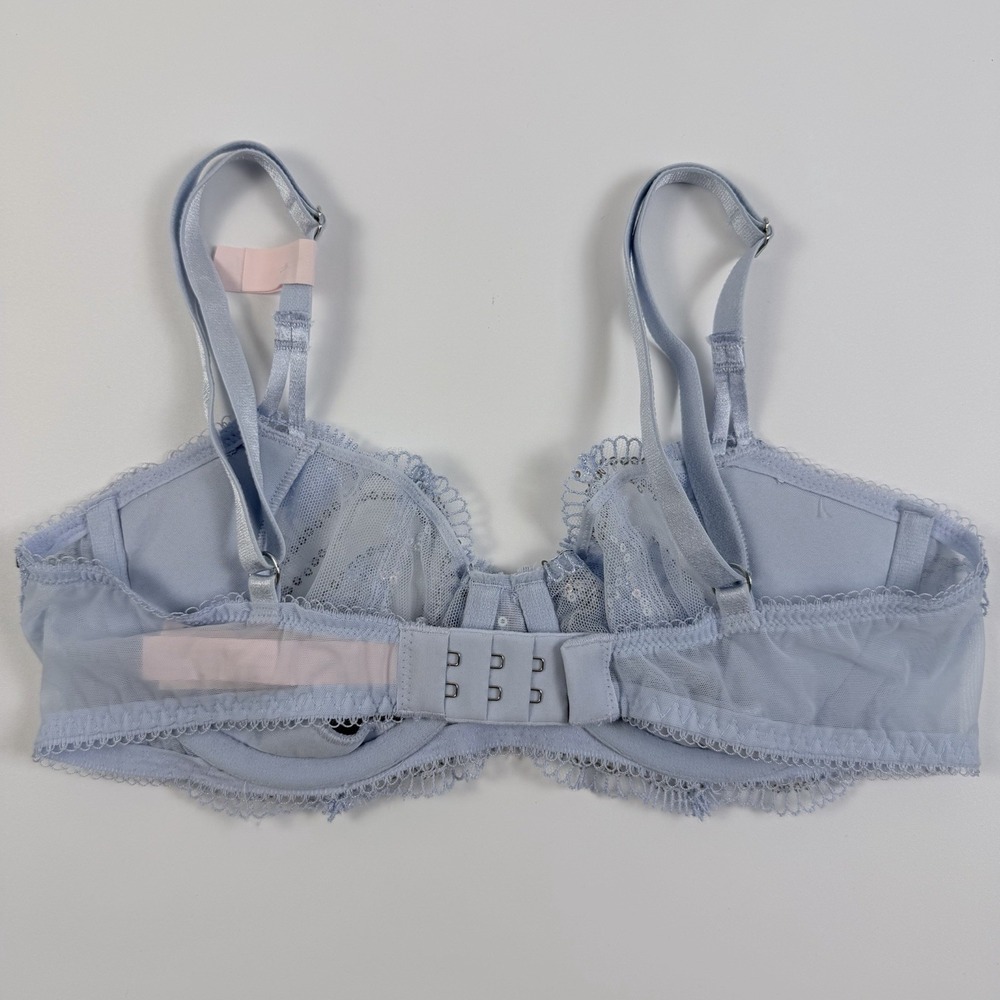 Victoria's Secret Dream Angels Lace Bra Unlined Uplift Sling Sequin Blue 34D NWT - Picture 2 of 6